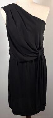 DVF Diane von Furstenberg Black Silk One-Shoulder Draped Dress/Agatha Womens 10